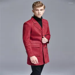 Erkek trenç paltolar erkek adam çift göğüslü takım elbise cilt kadife giysileri ceket giacca uomo palto uzun kollu tasarımcıların viol22