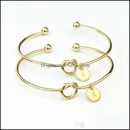 Charm armband smycken armband mode kvinnor flicka a-z 26 bokstäver guld sier rose zink legering knut hjärta hänge grossist kort öppen droppe del del