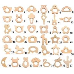 Chenkai 10PCS Wooden Elephant Sheep Airplane Heart Dinosaur Horse Teether EcoFriendly Unfinished Baby Grasping Pacifier 220815