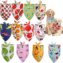 Hundkläder tillbehör sommar husdjur katt hund bandana krage justerbar neckerchief triangel halsduk tropisk frukt mönster saliv handduk husdjur leveranser