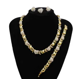 BPOYB 2021 USA France Italy Trendy Gold Color Jewellery Cute Teddy Bear Heart Xoxo Necklace Set Women Whole