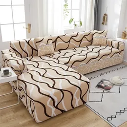 Elastisk soffa täcker högkvalitativ justerbar soffa chais täcker lounge för vardagsrumssektionssoffa hörn soffa slipcover 220513