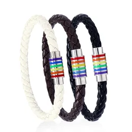 Bracciale rigido per amicizia in pelle intrecciata Bracciale con fibbia magnetica Bracciale per uomo donna gioielli di moda fini volontà e sabbia