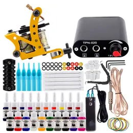 Tattoo Kit Complete Machine Set Power Supply Black Inks Pigment Needles Accessories Body Art Design Tools 220728