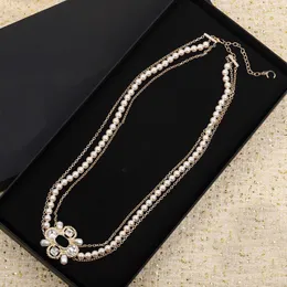 2022 Top Quality Charm Pendant Necklace with Flower Hollow Design and White Shell Style Three Layers Chain for Women Wedding Jewely Gift Have Box Stamp PS7599