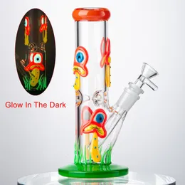 3D -mönster svamp uggla glas bongs 3 typ rak perc 18 mm kvinnliga vattenpipa glöd i de mörka vattenrören hårda bongs skål diffuused downstem dab olje riggar