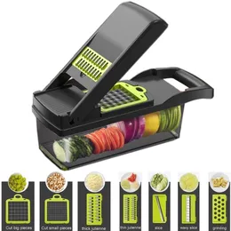 Mandoline Vegetabily Cutter Fruit Slicer Grater Peeler Chopper Tomat Potatis Peeler Morot Grater Drain Basket Kitchen Tool 210317