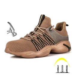 Moda przeciw miażdżącym stalowym palcach stóp pracy trampki Mężczyzny światło nakłucie butów bezpieczeństwa Y200915