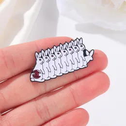 Linia Up Animal Brooch Cute White Rabbit Cartoon Emalia Pin Torba Truck Button Lapel Pin Odznaki Biżuteria Zabawny prezent dla przyjaciela