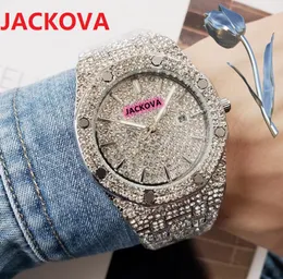 Мужские часы Sky Diamonds со стразами 42 мм Кварцевый механизм Time Clock Watch Solid Fine Полный ремешок из нержавеющей стали President Premium Crime Super Wristwatch Reloj Hombre