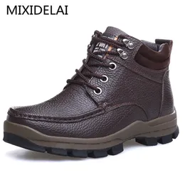 Mixidelai Winter Brand Big Size Men Shoes Mens Boots Подличная кожа теплые снежные ботинки повседневные мужчины мотоциклетные ботинки Botas Hombre 201204