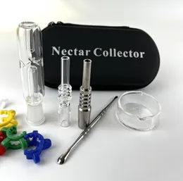 Mini Nectar Collector kit Glass Pipes Smoking NC Set with 10mm 14mm Titanium Tip or Quartz Tips Oil Rig Concentrate Dab Straw for Glass Bong NC003