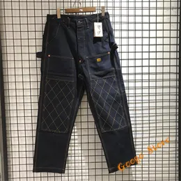 Męskie spodnie grube płótno z wieloma kieszeniami KAPITAL Cargo męskie damskie jakościowe wieloliniowe spodnie czarne morelowe spodnie męskie