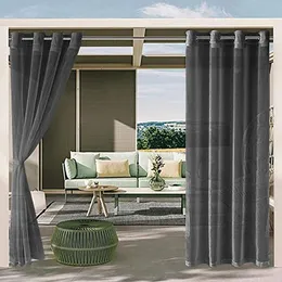 Curtain & Drapes Waterproof Outdoor Patio Panels Curtains Screening Voile Sheer Windproof Garden Gazebo Porch Exterior DecorCurtain