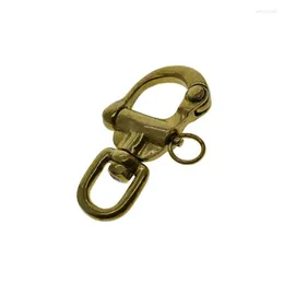 Portachiavi Ottone massiccio Grande Svezia Girevole Snap Pull Lock Moschettone Gancio a sgancio rapido Artigianale in pelle nautica Portachiavi FOB fai da te Emel22