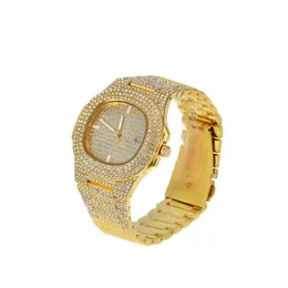 Designer relógios masculinos de moda diamante de alta qualidade gelado watch hip hop rosa ouro prateado preto relógio