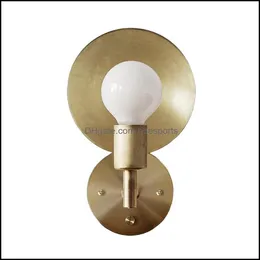 Lampada da parete Home Deco El Supplies Giardino Qualità Ottone Cono Sconce Rame Braccio ad angolo Apparecchio Camera da letto minimalista Corridoio Soggiorno Interno