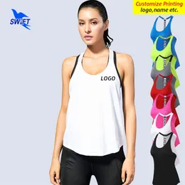 Customize Yoga Tops Women Sexy Gym Sportswear Vest Fitness Elastic Clothing Sleeveless Running Shirt Quick Drying Tank Top 220704