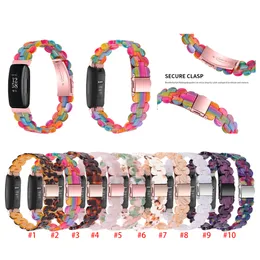 Resin Watch Band Strap för Fitbit Inspire 2 Oval Slim Fit Armband Inspire1 Watchband Lyxbyte Armband med metall Secure Clasp Smart Tillbehör