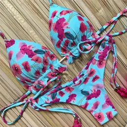 Ashgaily Seksi Baskı Bikini Kadın Mayo Bikini Set Yular Yüzme Takım Kadınlar İçin Banyo Takım Plaj Yüzme Takım 210319