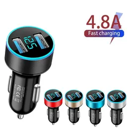 5V 3.1A 2 USB Car Charger 2 Ports Fast Charging For Samsung Huawei Phone 12 11 Pro 8 Plus LED Display Dual USB Car-Charger Adapter