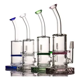 Glasbong Dab Rig Wasserpfeifen 8" hoch 5 mm dick Quarz Banger Honeycomb Perc Pink Bongs Heady Mini Pipe Wax Oil Rigs Bubbler