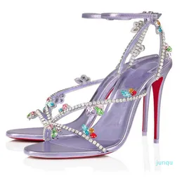 2022- Summer Brands Joli Queen Sandals Shoes Women's Crystal Strappy PVC Pumps Sexy Stiletto Heels Party Wedding
