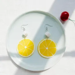 Summer Resin Fresh Lemon Orange Slice Drop Earrings Women Acrylic Fruit Jewelry X9FD Dangle & Chandelier