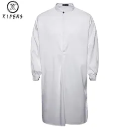 2018 Autumn New Brand Men's Shirt Arab Style Fashion Simple Long Men's Casual Shirt White Muslim Robe Thobe Dress M-XXL252C