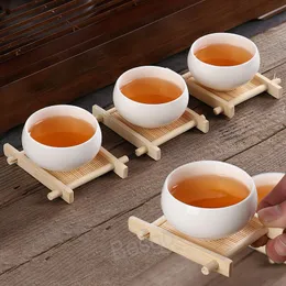 Teacup Wood Pad Coasters Heat Isolation Creative Mug Trays Chinese Style Melamine Tea Tray Eco-vänliga vattenflaskbrickor BH6956 TQQ