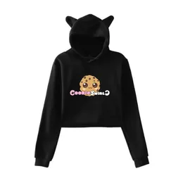 Женские толстовки Толстовки CookieSwirlC Premium Logo Pullover Hoodie Merch For Girls Cat Ear Crop Top Youth Women's