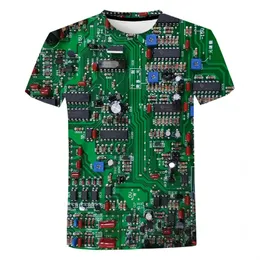 Circuit Board 3D Printed T Shirt Men Kvinnor Summer Casual Electronic Chip Short Sleeve Harajuku Streetwear Overdized T Shirt 220712
