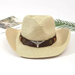 Fashion Bull Head Cowboy Hats for Women and Men Western Beach Hats Składany kapelusz Cowgirl Hat UV Ochrona słoneczna hurtowa czapka
