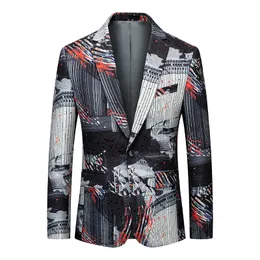 Designers 6XL Mens Luxury Printed Suit Night Club Stage Wedding Social Casual Suit Slim Formal Fit Casual Men Blazer Jacket Plus