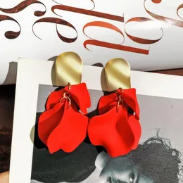 Dangle & Chandelier Rose Petal Drop Earrings For Women Red Flower Gold Geometric Earring Fashion Party Jewelry GiftsDangle Dale22