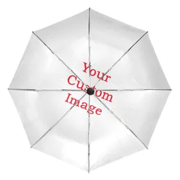 Anpassad helautomatisk tre vikbar paraply med svart beläggning Antiuv Sun Protection Paraply Rain Women Parasol Parapluie 220608