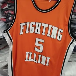 Nikivip Real Pictures Deron Williams #5 Basketball Jersey Illinois Fighting Illini College Orange White Retro Men's Stitched Custom Number Name Jers