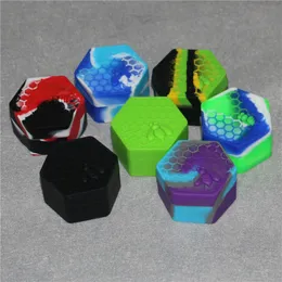 Nonstick boxes honeybee wax containers food grade silicone jars 26ml hexagon silicone container dab tool storage jar oil holder DHL