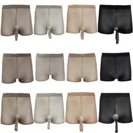 Cuecas Masculinas Meia-calça Aberta Fechada Bainha Cuecas Meias Sexy Masculinas Cuecas Boxer Ultra Finas Sem Costura Meias Cuecas Cuecas