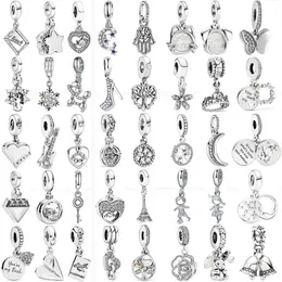 925 Sterling Silver Charms 45 Styles Solid Sold Silver Color Pendant Flower Boy Girl Family Dangle Beads Origin