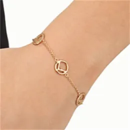 Pulseiras de ouro premium femininas, pulseira de corrente de design de diamante de luxo, pulseira F, joias da moda