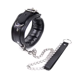 Adult Game Bondage Slave Restraints PU Leather Chain Link Neck Collar Hand Ankle Cuffs Lock Fetish BDSM Kit sexy Toys For Couples