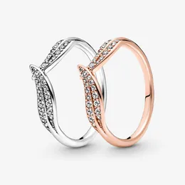 100% 925 Sterling Silver Sparkling Leaves Ring Fashion Women Wedding Engagement Smycken Tillbehör