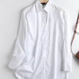 Tangada kvinnor retro överdimensionerad vit bomullsblus långärmad chic kvinnlig casual lös skjorta blusas femininas 6d109 220720