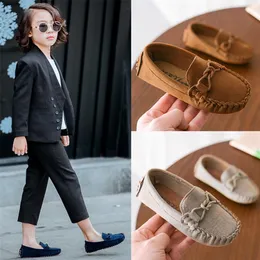 JgShowkito Fashion Kids Shoes for Boys Girls Children Leather Leather Shoes All-Match Laiders Baby Toddler Boat Shoes Flat LJ201203