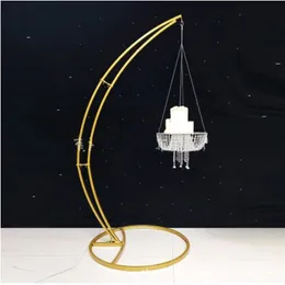 Wedding Party Centerpieces Favors Gold Acrylic Crystal Chandelier Drape Suspended Cake Swing Wedding Moon Arch Hanging Cake Rack