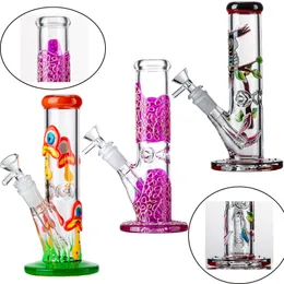 Multi Styles Hookahs 3D Mushroom Owl Glow In The Dark Percolator Glass Bong 18mm Female Joint Handcraft Purple Straight Perc Dab Rigs With Diffused Dowstem Bowl