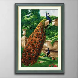 Rich Peacock Handmade Cross Stitch Craft Tools Brodery Needwork Set Counted Print på Canvas DMC 14ct 11CT Home Decor målningar