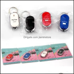 Keychains 패션 액세서리 LED 키 파인더 로케이터 찾기 키 체인 휘파람 소리 제어 홀더 링 여자 남녀 쥬얼리 드롭 디브