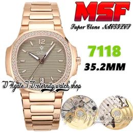 MSF 7118-1200R-010 CAL.324SC MS324 Otomatik Bayanlar İzle 35.2mm Şampanya Altın Doku Kadran Diamonds Çember Gül Altın Bilezik Süper Versiyonu Kadın Saatler